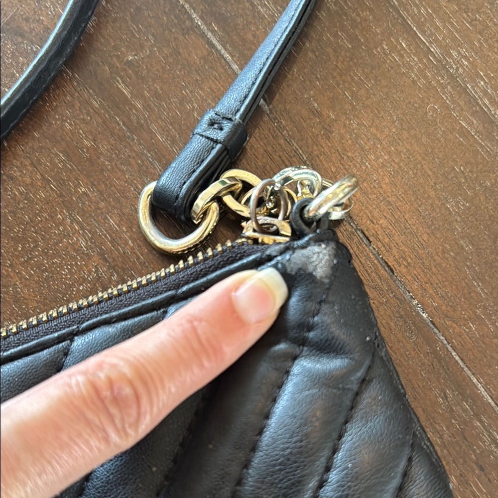 Karl Lagerfeld Black and Gold Chevron Crossbody Bag - Picture 3 of 4